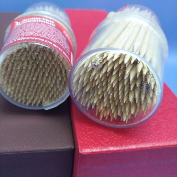 Зубочистки в баночке 150 шт., двухсторонние, березовые